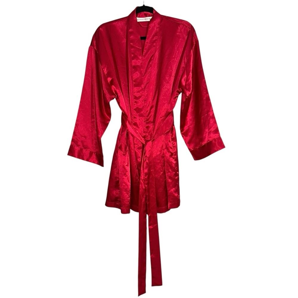 Victoria's Secret Vintage Satin Red Long Sleeve Short Robe ONE SIZE